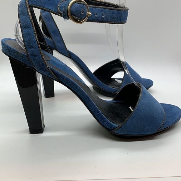 Diane Von Furstenberg blue Suede heel ankle strap sandals - Picture 4 of 11